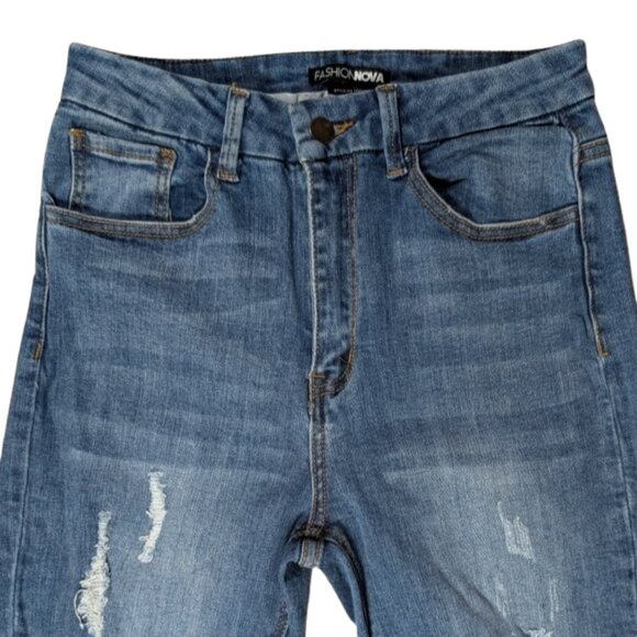 Fashion Nova Killing ‘Em Kindly High Rise Distressed Split Hem Jeans Size 7 - Picture 2 of 12